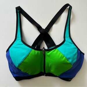 VS VSX Colorblock Crisscross Back Zip Front Sports Bra Women’s Sz 36D